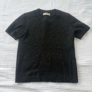 Everlane Alpaca Black Short Sleeve Crew Sweater | Size XS